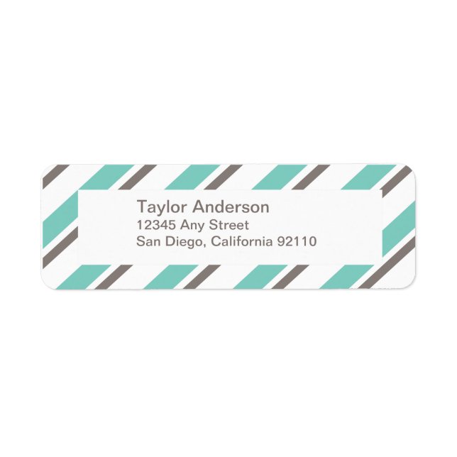 Striped Return Address Label - blue grey (Front)
