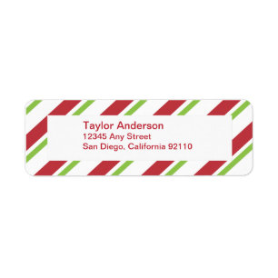Striped Return Address Label - red green