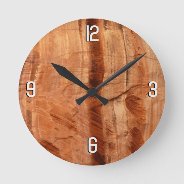 Striped Rock of Double Arch Alcove II at Zion Round Clock (Front)