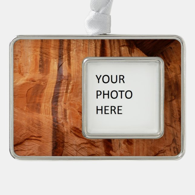 Striped Rock of Double Arch Alcove II at Zion Silver Plated Framed Ornament (Front)