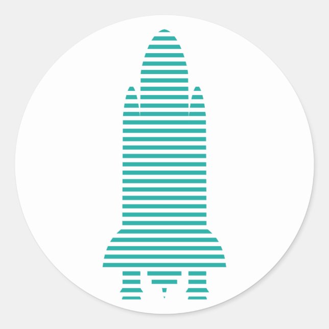 striped rocket classic round sticker (Front)