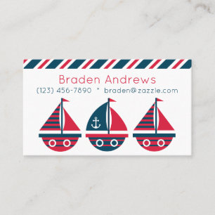 Striped Sailboats Business or Contact Card
