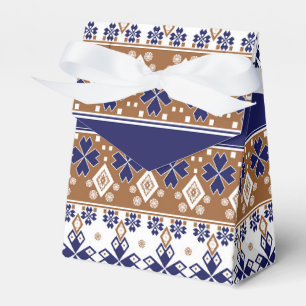 Striped scandinavian pattern brown blue favour box