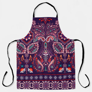 Striped seamless pattern. Floral wallpaper. Colorf Apron