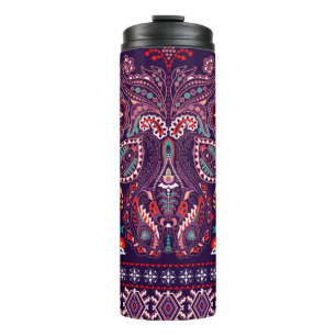 Striped seamless pattern. Floral wallpaper. Colorf Thermal Tumbler