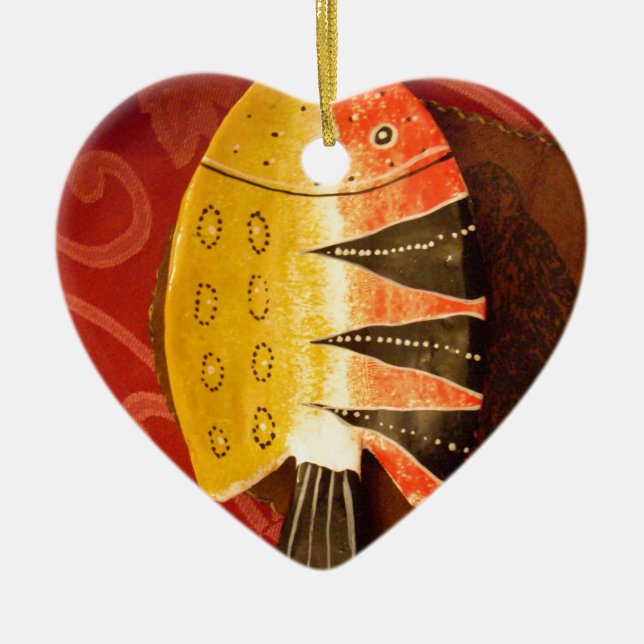 Striped Sensation Tiger Barb Fish Art Print Ceramic Tree Decoration (Front)