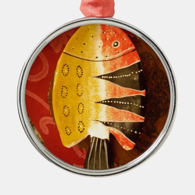 Striped Sensation Tiger Barb Fish Art Print Metal Tree Decoration (Front)