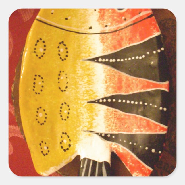 Striped Sensation Tiger Barb Fish Art Print Square Sticker (Front)