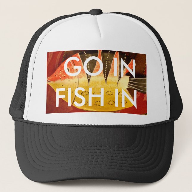 Striped Sensation Tiger Barb Fish Art Print Trucker Hat (Front)