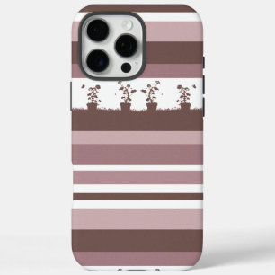 Striped Silhouette Pattern Potted Plants iPhone 16 Pro Max Case