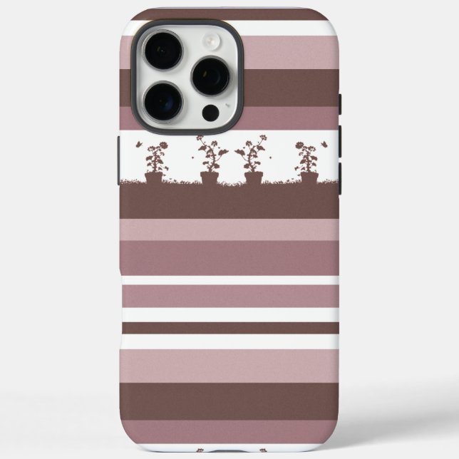 Striped Silhouette Pattern Potted Plants Case-Mate iPhone Case (Back)