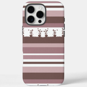 Striped Silhouette Pattern Potted Plants iPhone 16 Pro Max Case