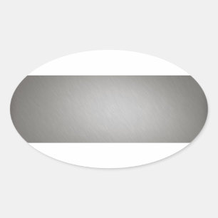 Striped Silver Brushed Aluminium Oval Sticker