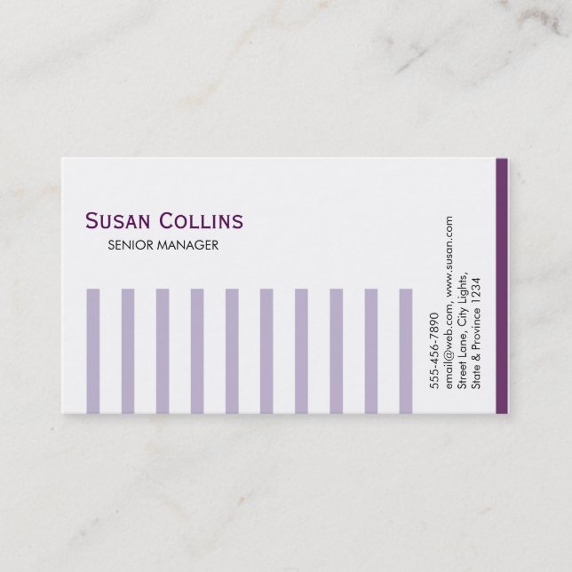 Striped Simple Modern Elegant Professional Business Card (Front)