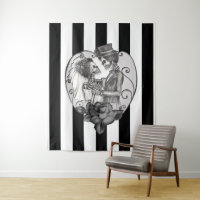 Striped Skeleton Love Couple Marriage Dance