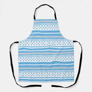 Striped sky blue pattern with stars apron
