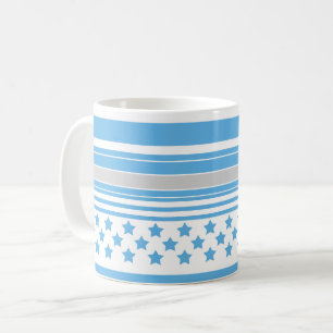 Striped sky blue pattern with stars coffee mug