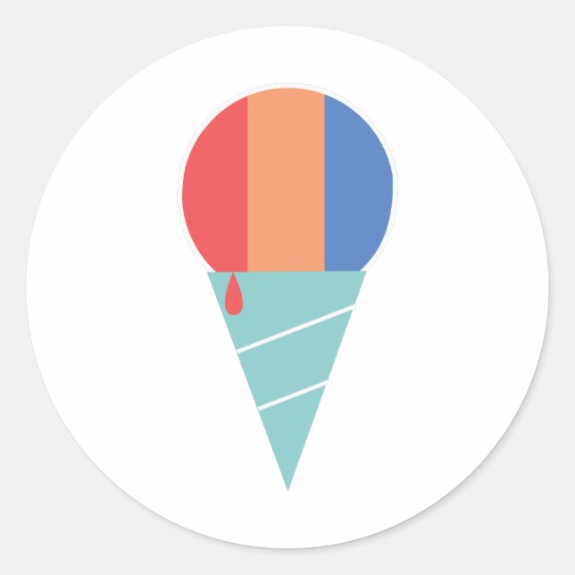 Striped Sno Cone Classic Round Sticker (Front)