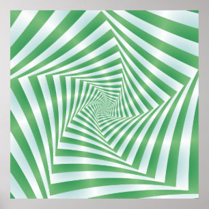 Striped Spiral in Green and Pale Blue Poster