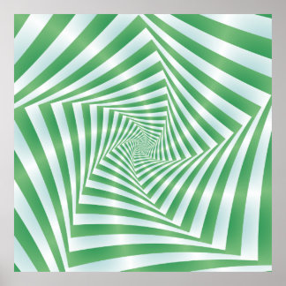 Striped Spiral in Green and Pale Blue Poster