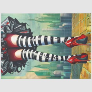 Striped Stockings Ruby Red Heels Fantasy Legs  Tissue Paper