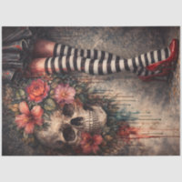 Striped Stockings Ruby Red Heels Skull Poster