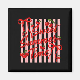 Striped sweet summer time cherry coquette floral magnet
