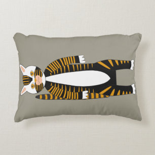 Striped tabby cat asleep or awake.Two sides Decorative Cushion