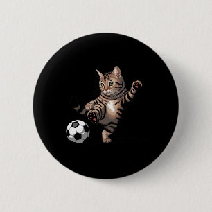 Striped Tabby Cat Kicking Soccer Ll Funny Cat Love 6 Cm Round Badge