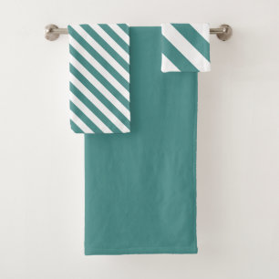 Striped Teal Bathroom Bath Towel Set
