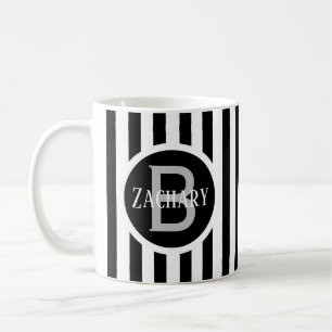 Striped Template White C00 Long Name Initial  Coffee Mug