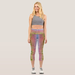 Striped Tie Dye Capri Leggings