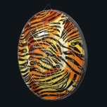 Striped Tiger Fur Animal Print Pattern Dartboard<br><div class="desc">This trendy animal print dartboard features a striped tiger print pattern with black animal stripes on a very bright orange, yellow and cream fur background. Bring out the wild cat in you with this cool feline design. It's the perfect bold, original look for animal lovers. Check our shop for matching...</div>