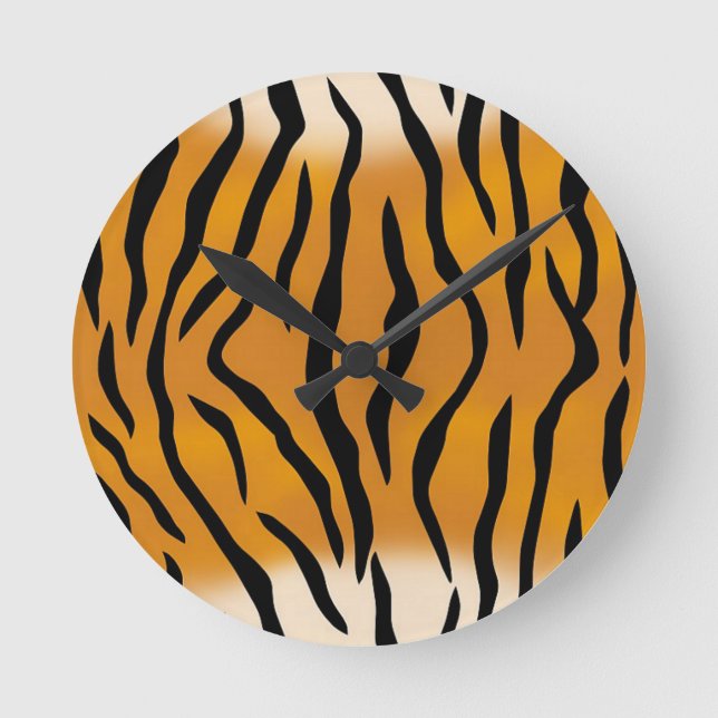 Striped Tiger Pattern Round Clock (Front)