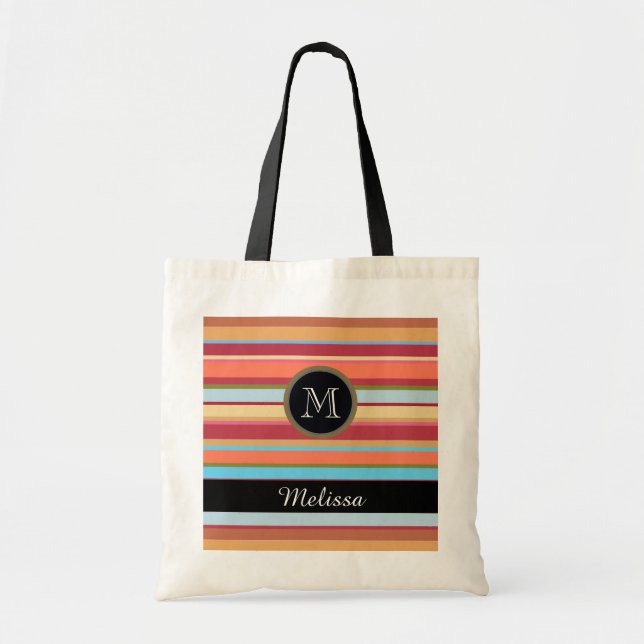 striped tote-bag personalised tote bag (Front)