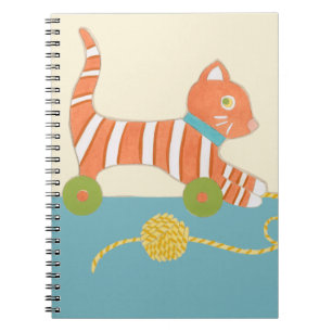 Striped Toy Cat with Ball of String Spiral Notebook