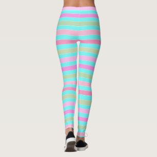 Striped, turquoise leggings