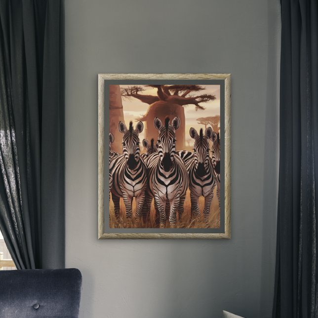 Striped Unity: Zebras Standing Together Poster (Creator Uploaded)