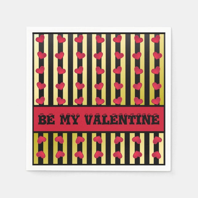 Striped Valentine's Day Paper Napkins (Front)