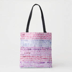 Striped Watercolor: Pink Grey Polka Tote Bag