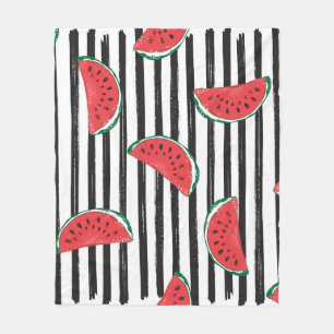 Striped watermelon, vintage seamless pattern. fleece blanket