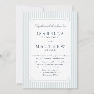 Striped Wedding Invitation Curved Frame