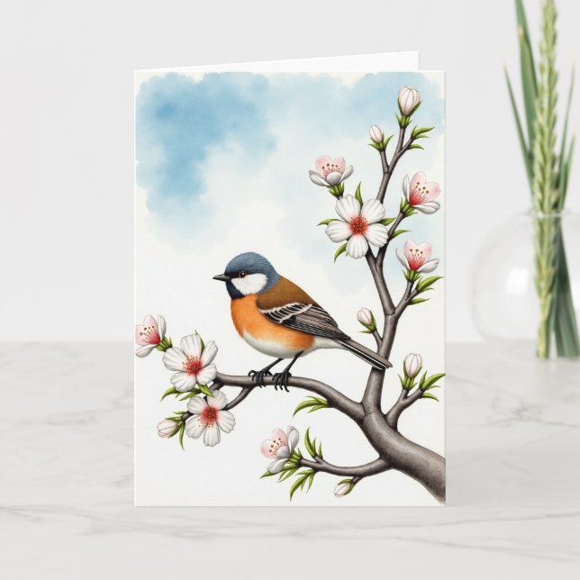 Striped Wings Bird Scene Card (Front)