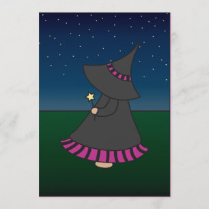 Striped Witchy Wendy 5x7 Birthday Invitation