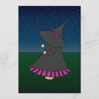 Striped Witchy Wendy 5x7 Birthday Invitation
