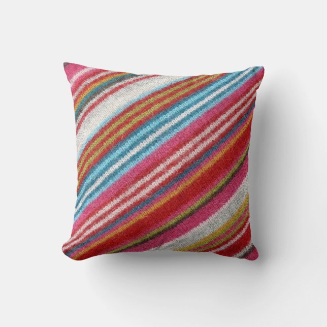 Striped woollen fabric: cosy, stylish cushion (Front)