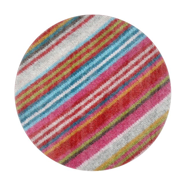 Striped woollen fabric: cosy, stylish cutting board (Front)