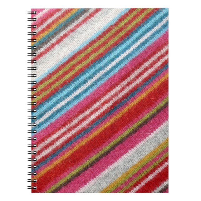 Striped woollen fabric: cosy, stylish notebook (Front)