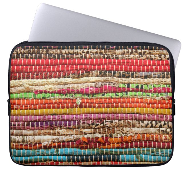 Striped Woven fabric rope weave natural Laptop Sleeve (Front)