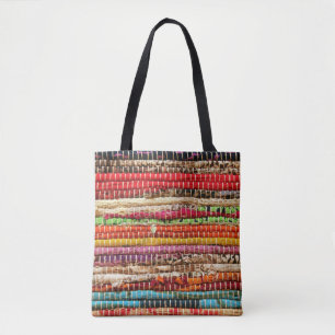 Striped Woven fabric weave look natural Tote Bag